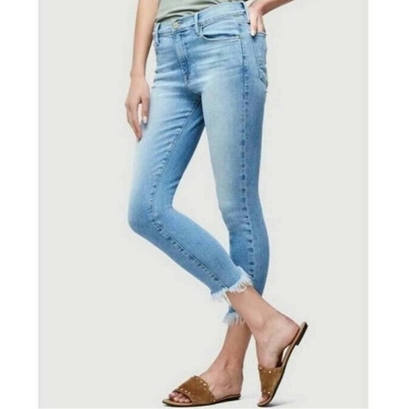 FRAME Le High Skinny Shredded Raw Hem Eling Jeans - Picture 2 of 9